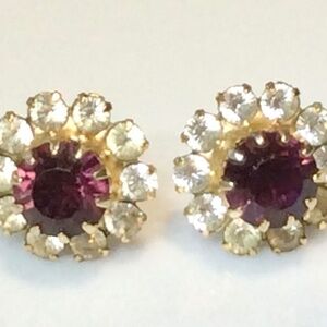 Lab Created Ruby & Cubic Zirconia Halo Stud Earrings
